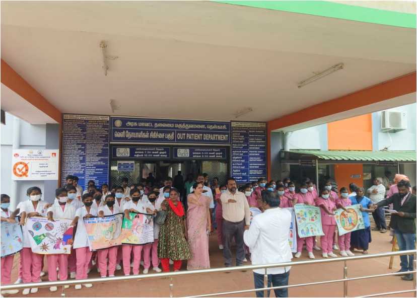 தென்காசி அரசு மாவட்ட தலைமை மருத்துவமனை சார்பில் மாபெரும் விழிப்புணர்வு பேரணி