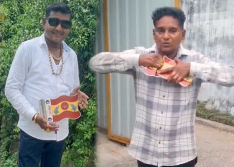 விஜய் படத்தை, கட்சி கொடியை மிகுந்த வலியுடன் உடைத்து வீசிய தவெக நிர்வாகி ஹரிஸ்.