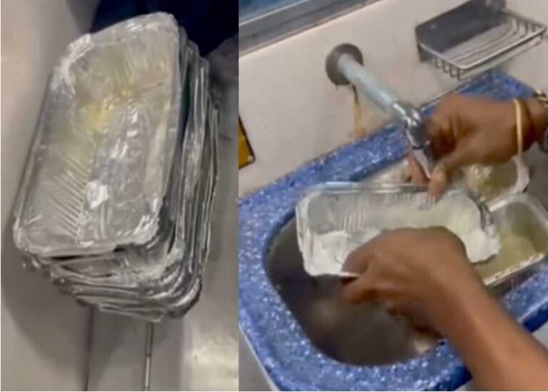 Video of railway employees washing use & throw trays goes viral on social media!!