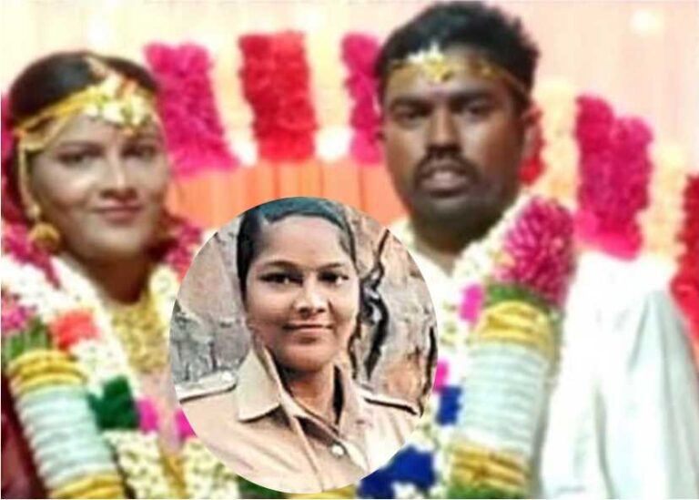 உள்ளாடையுடன் தூக்கில் தொங்கிய பெண் காவலர்!! கணவர் மீது குடும்பத்தினர் பரபரப்பு புகார்!!