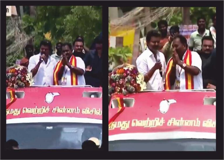 புதுச்சேரியில் பாஜகவுக்கு ஓட்டு கேட்ட விஜய்!! ஷாக்கான தவெக வேட்பாளர்!!