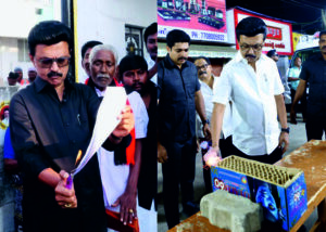 மு.க. ஸ்டாலின் நாமக்கலில் கறுப்பு சட்டையில் தீ!! திண்டுக்கல்லில் வெள்ளைச் சட்டையில் வெடி!!