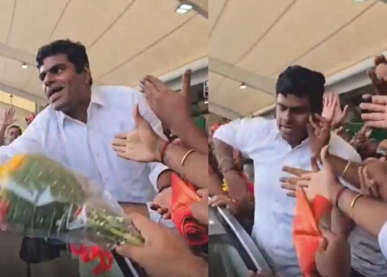 அண்ணாமலை குப்புசாமிக்கு விமான நிலையத்தில் ஆதரவாளர்கள் உற்சாக வரவேற்பு!!