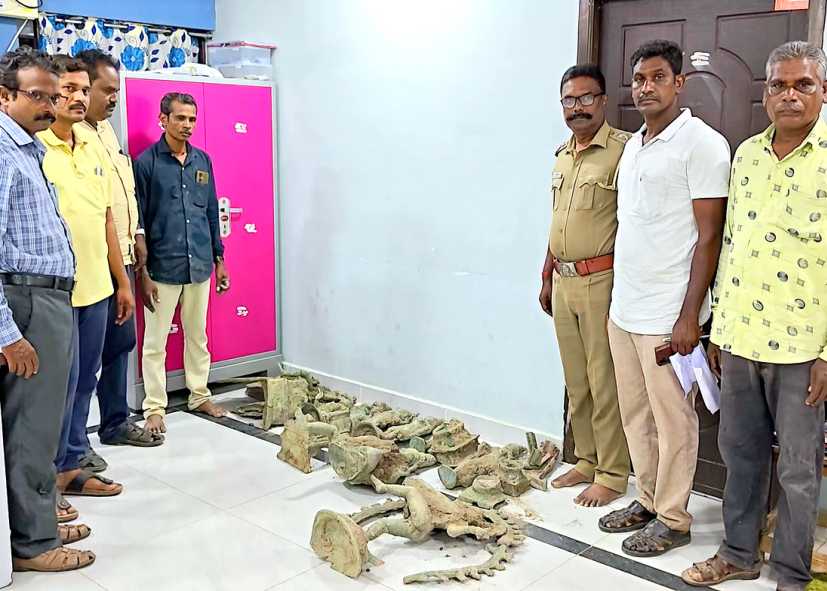 மன்னார்குடி அருகே உடும்பு பிடிக்க புதரை தோண்டிய போது அடுத்தடுத்து 9 சிலைகள் கண்டெடுப்பு!!