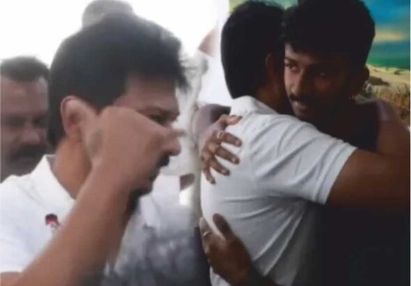 இன்பநிதியை கட்டி அணைத்த மனைவிக்கு போனில் பேசுவதாக சைகை செய்த இளைய கலைஞர்!!
