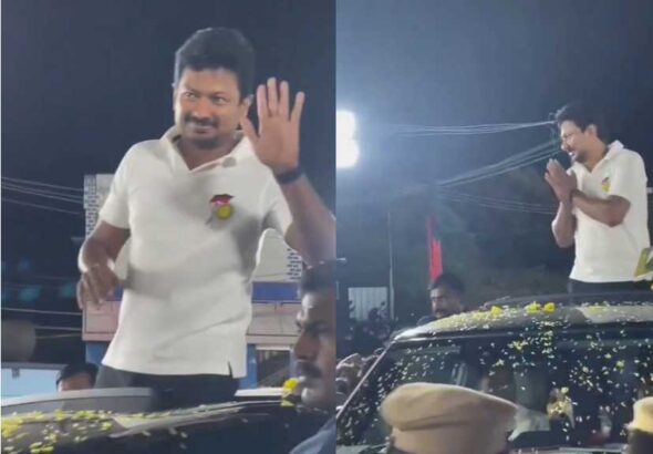 கொட்டும் மழையில் இளைய கலைஞர் வெளியில் வரும் வரை காத்திருந்த தொண்டர்கள்!!