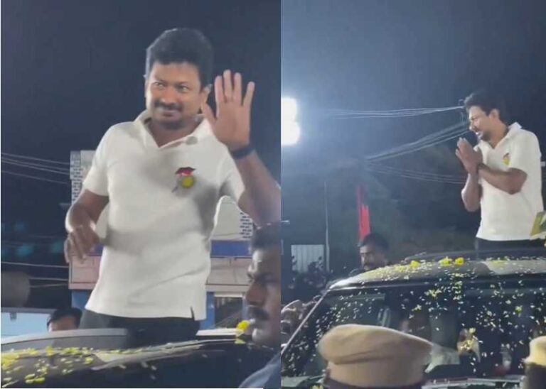 கொட்டும் மழையில் இளைய கலைஞர் வெளியில் வரும் வரை காத்திருந்த தொண்டர்கள்!!